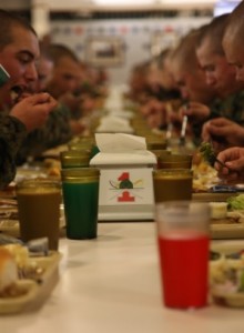 U.S. Marine recruits eat at the First Recruit Training Battalion mess hall.  (photo by Sgt. Esdras Ruano)