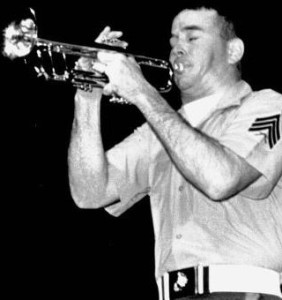 Sgt Steve Ferrera playing the trumpet in 1983