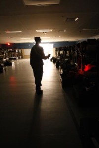 Rct. Adrian Ramsey, an 18-year-old from Philadelphia, ensures recruit gear is secured during Interior Guard. (Photo by Lance Cpl. Francisco Abundes)