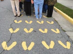 Lined up on the yellow footprints awaiting instruction. (Photo by Vera Basilone)