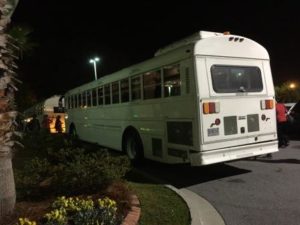 Educator's board the bus for Parris Island on day one of the Educator's Workshop. (photo by Vera Basilone)