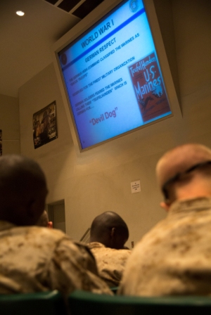 Recruits take notes during a history class.(Photo by Lance Cpl. Vaniah Temple)