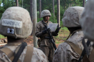 Pvt. Liam Brooks, with Papa Company, 4th Recruit Training Battalion, MCRD PI, tells his story of his life and how he has decided to better it for himself. (U.S. Marine Corps photo by Cpl. Godfrey Ampong)