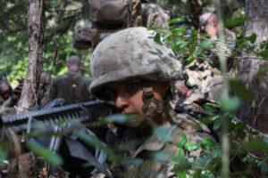 Pvt. Liam Brooks, with Papa Company, 4th Recruit Training Battalion, MCRD PI, tells his story of his life and how he has decided to better it for himself. (U.S. Marine Corps photo by Cpl. Godfrey Ampong)