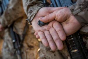 Marine Corps recruits earn the title Marine and an Eagle, Globe and Anchor emblem after successfully completing 12 weeks of training. (U.S. Marine Corps photo by Pfc. Vanessa Austin)