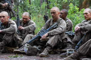 Recruits with Oscar Company, 4th Recruit Training Battalion, perform weapons maintenance during the Crucible. (U.S. Marine Corps photo by Lance Cpl. Jacob Richardson)