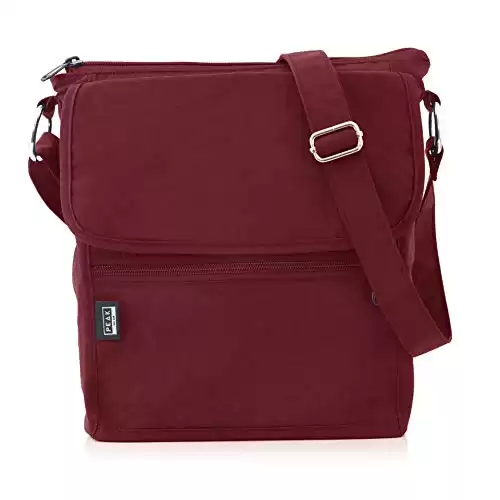 Peak Gear Crossbody Travel Purse with RFID Blocking Pocket and Lifetime Recovery Service. Versatile and Stylish Nylon Shoulder Bag | Burgundy